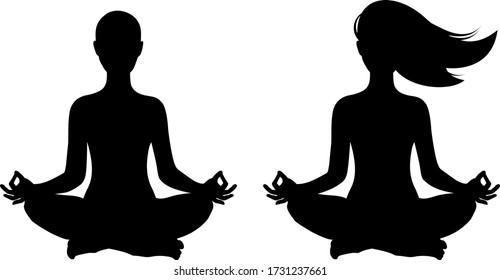 silhouette of women doing YOGA Lotus pose isolated vector