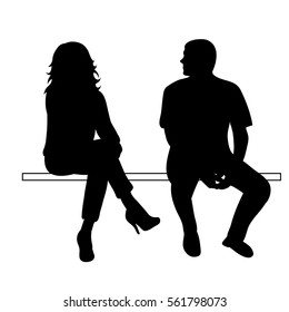 silhouette, women and men sit,vector, isolated