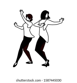 silhouette of women in pose of dancing on white background vector illustration design