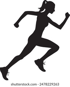 A silhouette of a women runner mid-stride