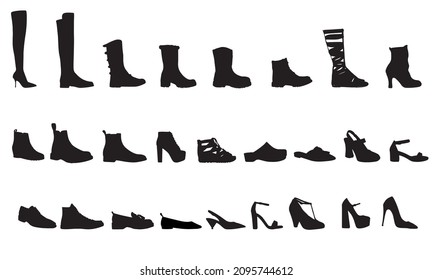 Silhouette of women shoes collection
