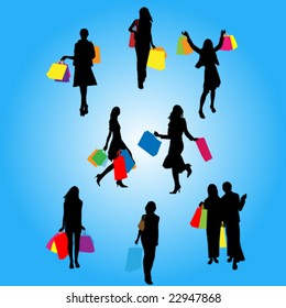 Silhouette of women shopping