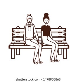 silhouette of women sitting in park chair on white background