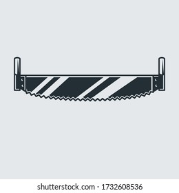 Silhouette of wood hand saw for carpentry workshop