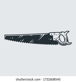 Silhouette of wood hand saw for carpentry workshop