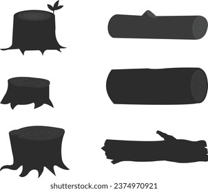 Silhouette wood sign icon set. vector image interior elements Collection.