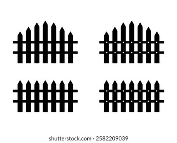 silhouette wooden fence symbol design vector illustration on transparent background