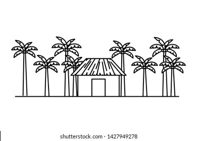 silhouette of wooden house on the beach