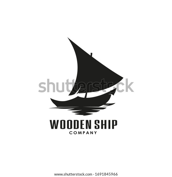 Silhouette of\
Wooden Ship, Dhow Logo Design\
Vector
