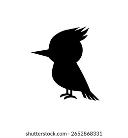 Silhouette of a woodpecker bird with distinctive crest and beak. Simple vector perfect for logos, wildlife icons, or nature-themed designs