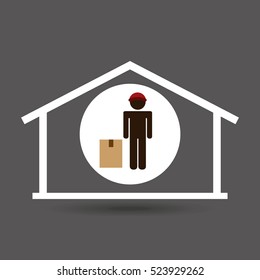 silhouette worker box service vector illustration eps 10