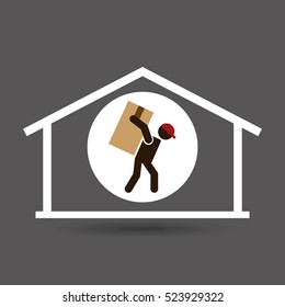 silhouette worker carrying box storage vector illustration eps 10