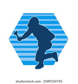 Silhouette of a worker carrying hammer tool. Silhouette of a worker in action pose using hammer tool.