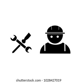 Silhouette Worker icon vector illustration.