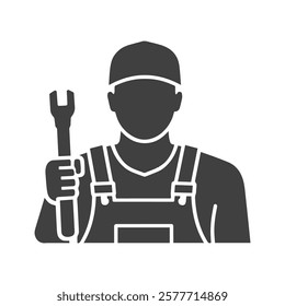 Silhouette of a Worker Wearing Black and White Overalls
