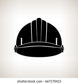 Silhouette Working Hard Hat, Safety Helmet on a Light Background , Vector Illustration 