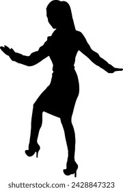 Silhouette of a working woman raising her legs and arms.