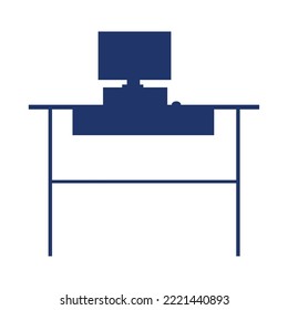 silhouette workspace desk and computer