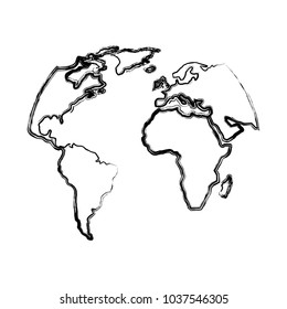 silhouette world map location planet vector illustration