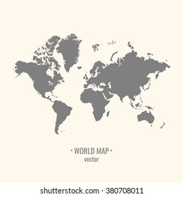 Silhouette world map on a light background. The image of the continents. Vector illustration.