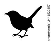 silhouette of a wren bird on white