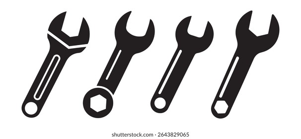 silhouette of a wrench vector art illustration.