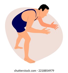 Silhouette of a wrestler, figure of a male athlete. Greco Roman, freestyle, classical wrestling.