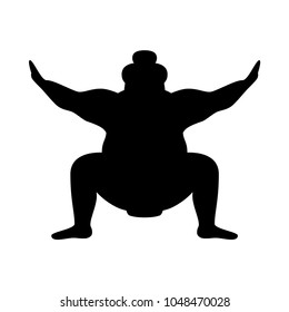 Silhouette of wrestler sumo isolated on white background