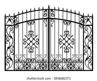 silhouette of a wrought iron gate vector illustration