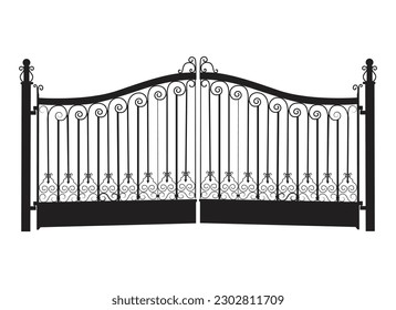 silhouette of a wrought iron gate vector illustration