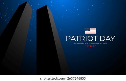 Silhouette of WTC buildings banner for Never Forget Patriot Day September 11th event