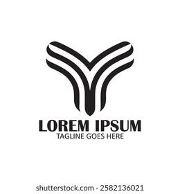 Silhouette y latter logo design on white background