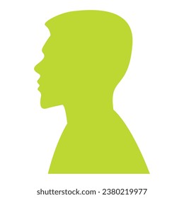 Silhouette yellow of man hairstyles.Yellow ilhouette of head guy.Male face.Face profile.Isolated on white background.Vector illustration.