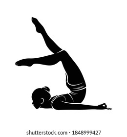 Silhouette yoga female vector illustration design, lifestyle and health concept.