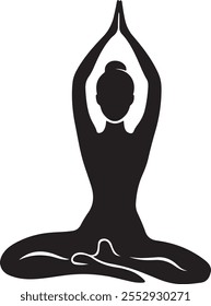 Silhouette of Yoga Instructor in Warrior Pose on White Background, Yoga icon vector art illustration design set, Yoga silhouette posses logo set