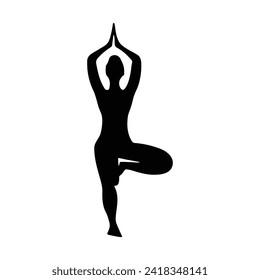 silhouette of a yoga person on white background