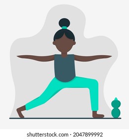 Silhouette of yoga person. Yoga position. Flat vector illustration. Healthy lifestyle. Sport life. Love yourself. 