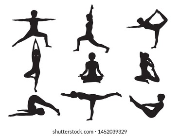 Silhouette Yoga Pose by Woman Instructor