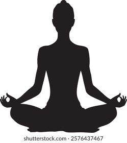 Silhouette of a Yoga Pose Design Vector Art Illustration on a white background