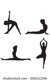 Silhouette of yoga pose vector.