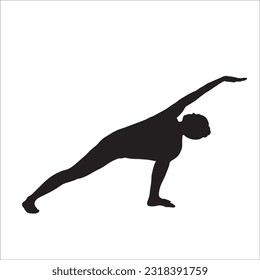 Silhouette Yoga pose vector illustration. Woman practicing yoga, Utthita Parshvakonasana, Extended Side Angle Pose