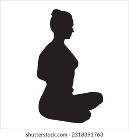 Silhouette Yoga pose vector illustration. Baddha Padmasana is also known as locked lotus pose.
Mindfulness concept.
