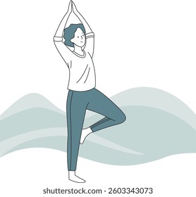 Silhouette yoga pose vector image
