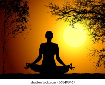 Silhouette of yoga. Vector