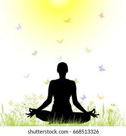 Silhouette of yoga. Vector