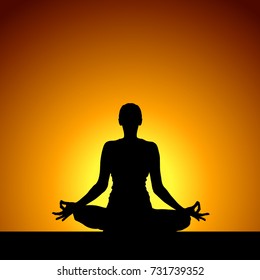 Silhouette of yoga. Vector