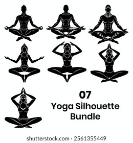 silhouette of yoga vector art illustration Beautiful Black color women and man