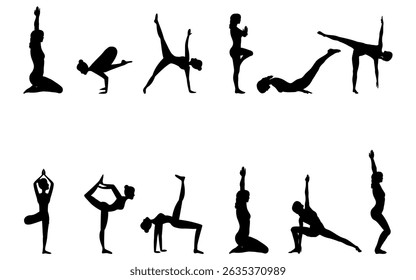 silhouette yoga vector illustration. Fitness Concept.