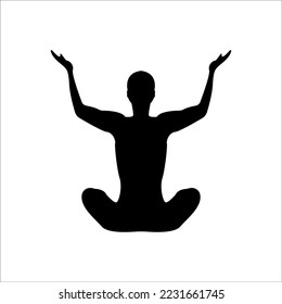 Silhouette of yoga vector On white background.