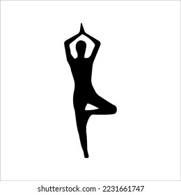 Silhouette von Yoga, Vektorgrafik auf weißem Hintergrund.